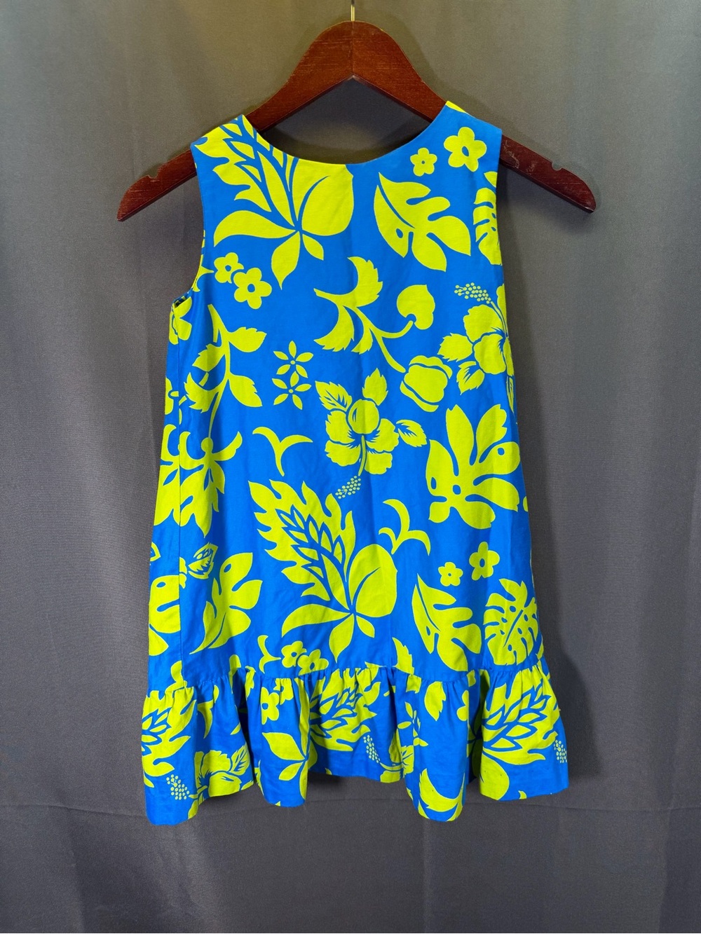 Volcanic Fashion Of Hawaii Girls Blue And Green Floral Dress Size 8